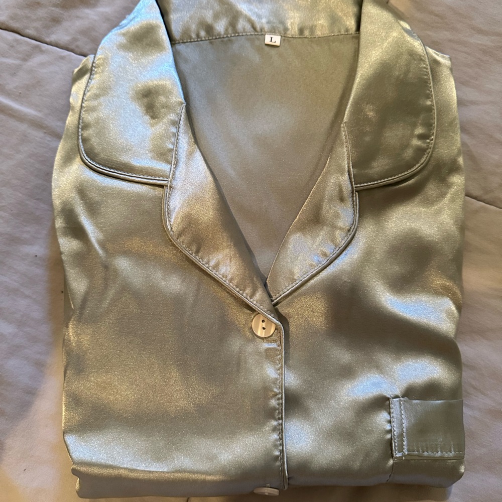 Green silky pajamas